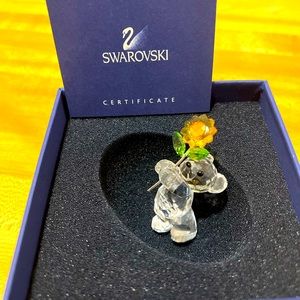 RARE Retired Swarovski Crystal Bear with Sunflower. Kris Bear Especially for You